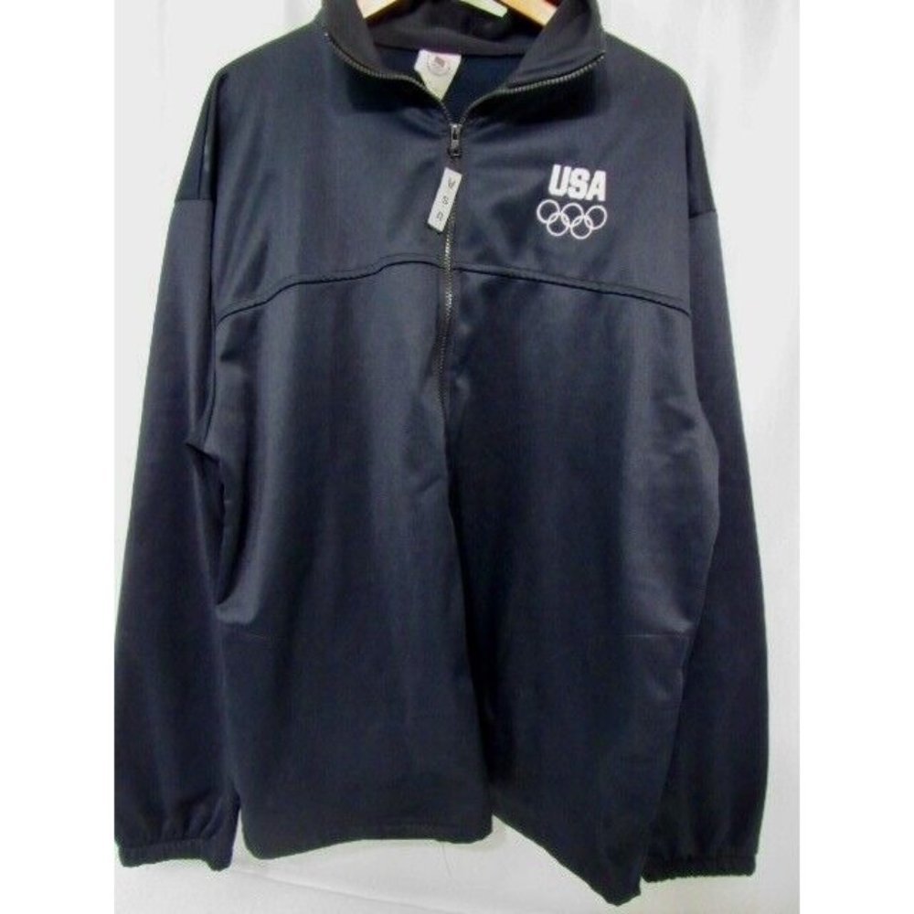 United States Olympic Committee Track Full Zip Logo Jacket Size XXL Black